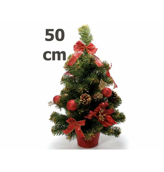 Albero di natale artificiale con decori rossi